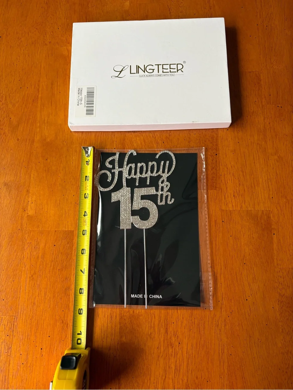 Lingteer Happy 15th Rhinestone Cake Topper